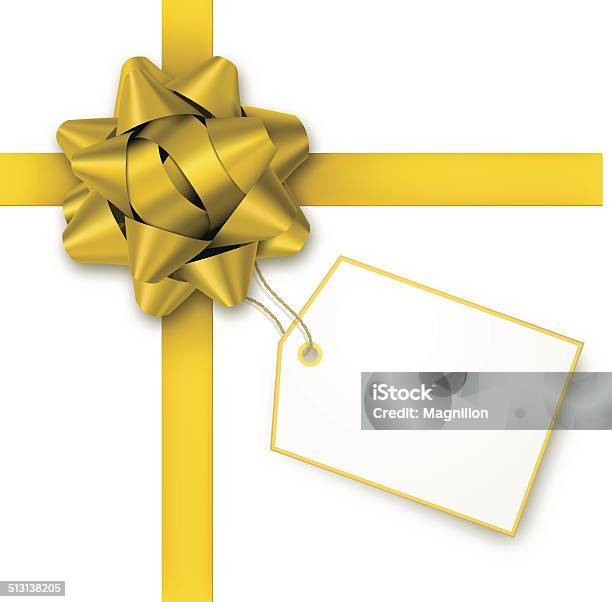 Ilustración de Arco De Regalo Con Etiqueta Oro y más Vectores Libres de Derechos de Tarjeta de regalo - Tarjeta de regalo, Cinta, Regalo