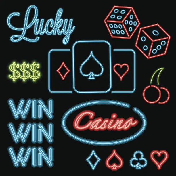 Vector illustration of Neon casino sign