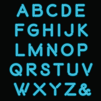 Blue neon alphabet