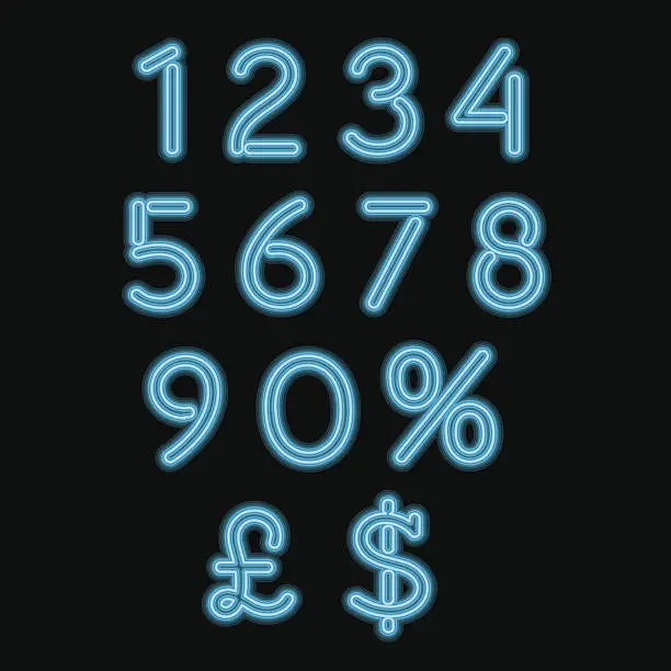 Vector illustration of Neon numbers