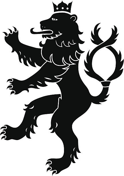 Czech Lion Czech national emblem - two-tailed lion. czech lion stock illustrations