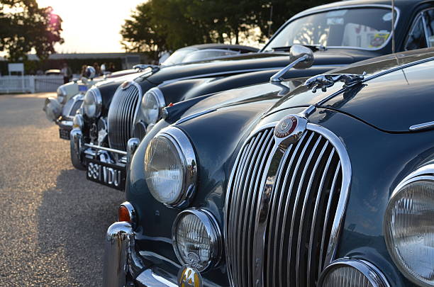 classico jaguar cars al goodwood revival. - jaguar car vintage car collectors car personal land vehicle foto e immagini stock