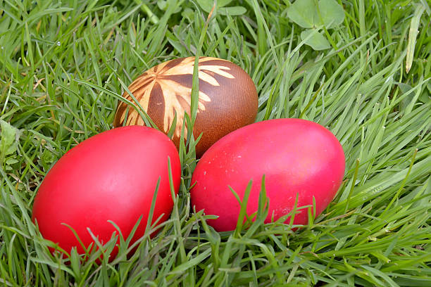 istock Easter Dekoration with colorful egs in grass 513138489