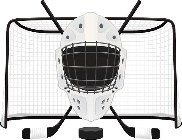illustrations, cliparts, dessins animés et icônes de masque de hockey sur glace - gardien-de-but