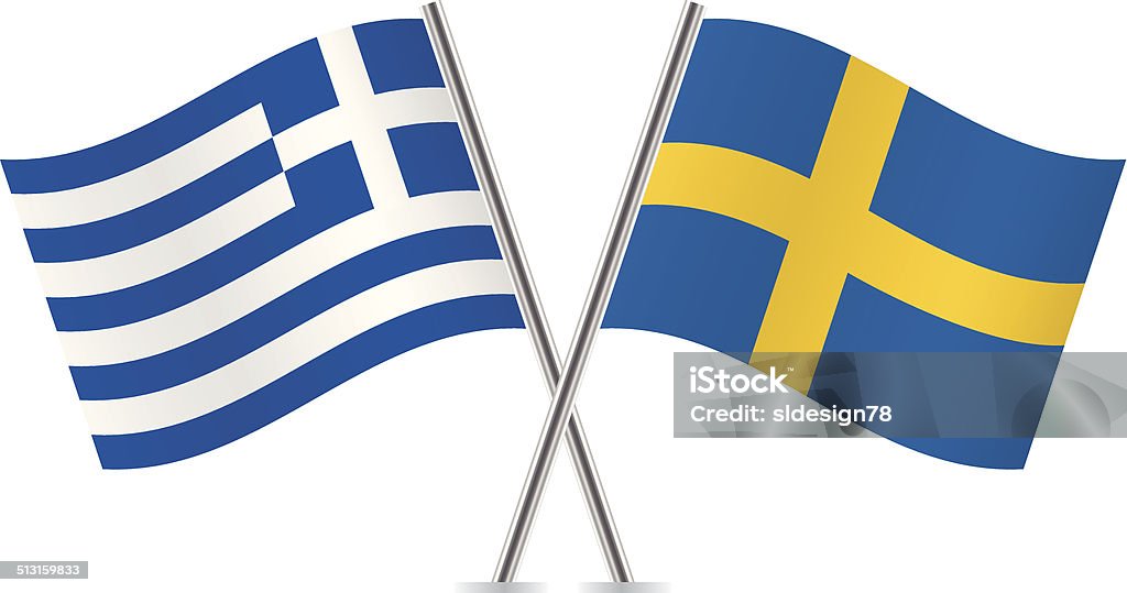 Greek and Swedish flags. Vector. Greek and Swedish flags. Vector illustration. Curve stock vector