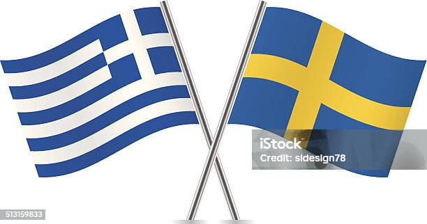 Greek And Swedish Flags Vector Stock Illustration - Download Image Now - Curve, Cut Out, Flag
