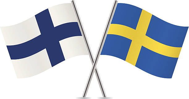 Finnish and Swedish flags. Vector. Finnish and Swedish flags. Vector illustration. swedish flag stock illustrations