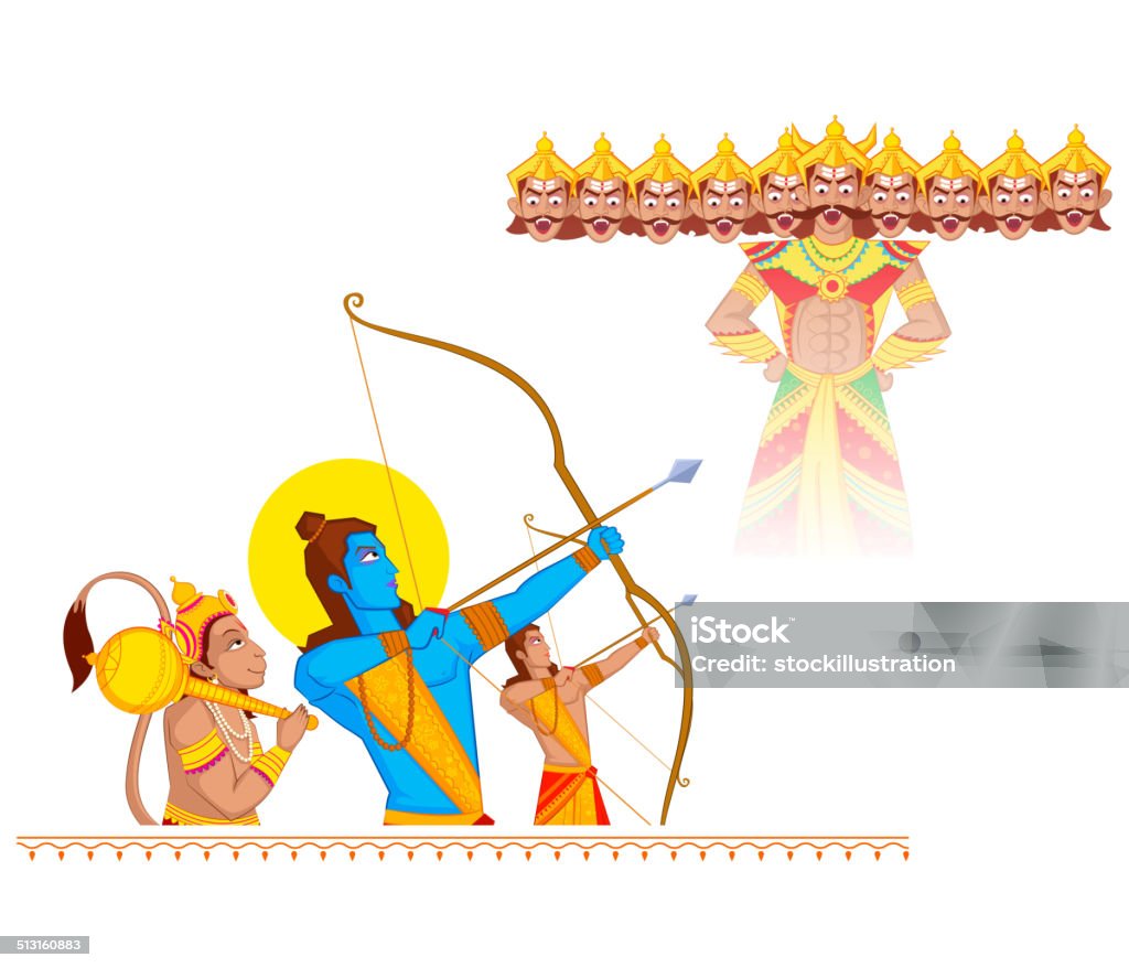 Rama killing Ravana during Dussehra Rama killing Ravana during Dussehra in vector Dussehra stock vector