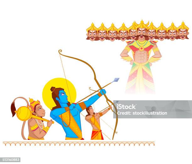 Rama Killing Ravana During Dussehra Stock Illustration - Download Image Now - Dussehra, Vector, Ravana