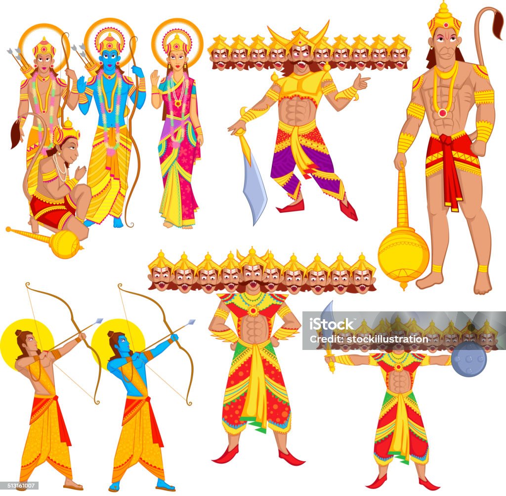 Lord Rama Laxmana Sita With Hanuman Stock Illustration - Download ...