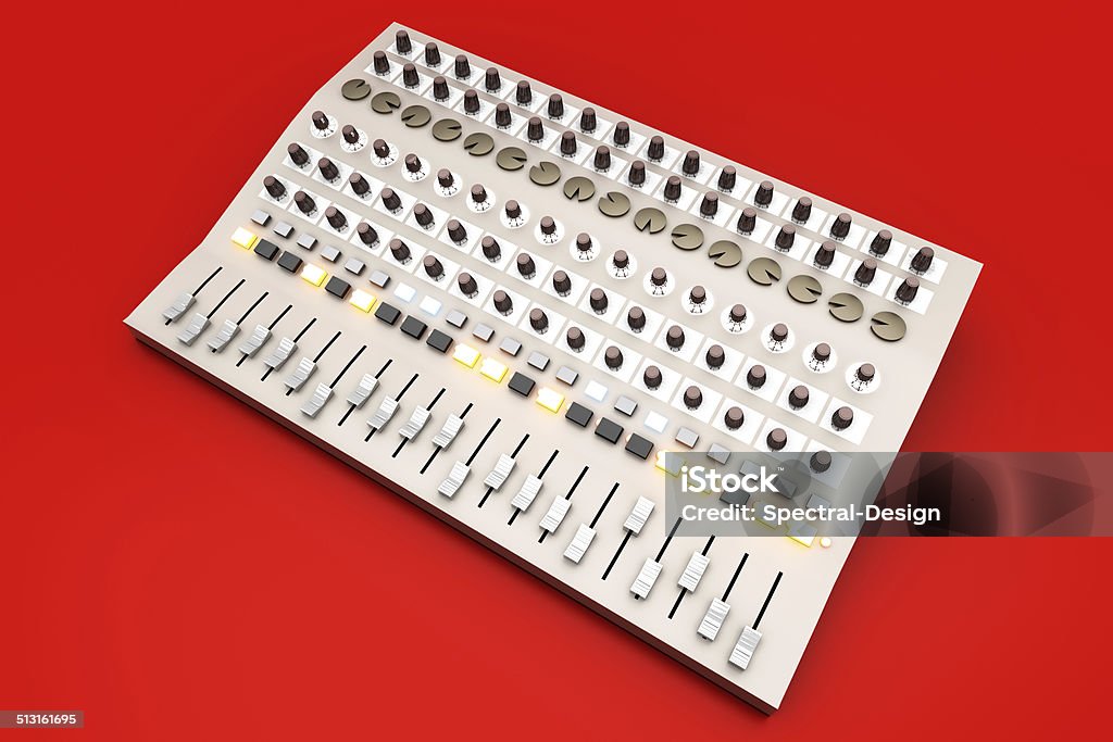 Mixing board A Mixing board. 3D rendered illustration. Acoustic Music Stock Photo