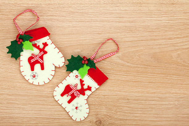 istock Christmas mitten decor on wooden background 513161849