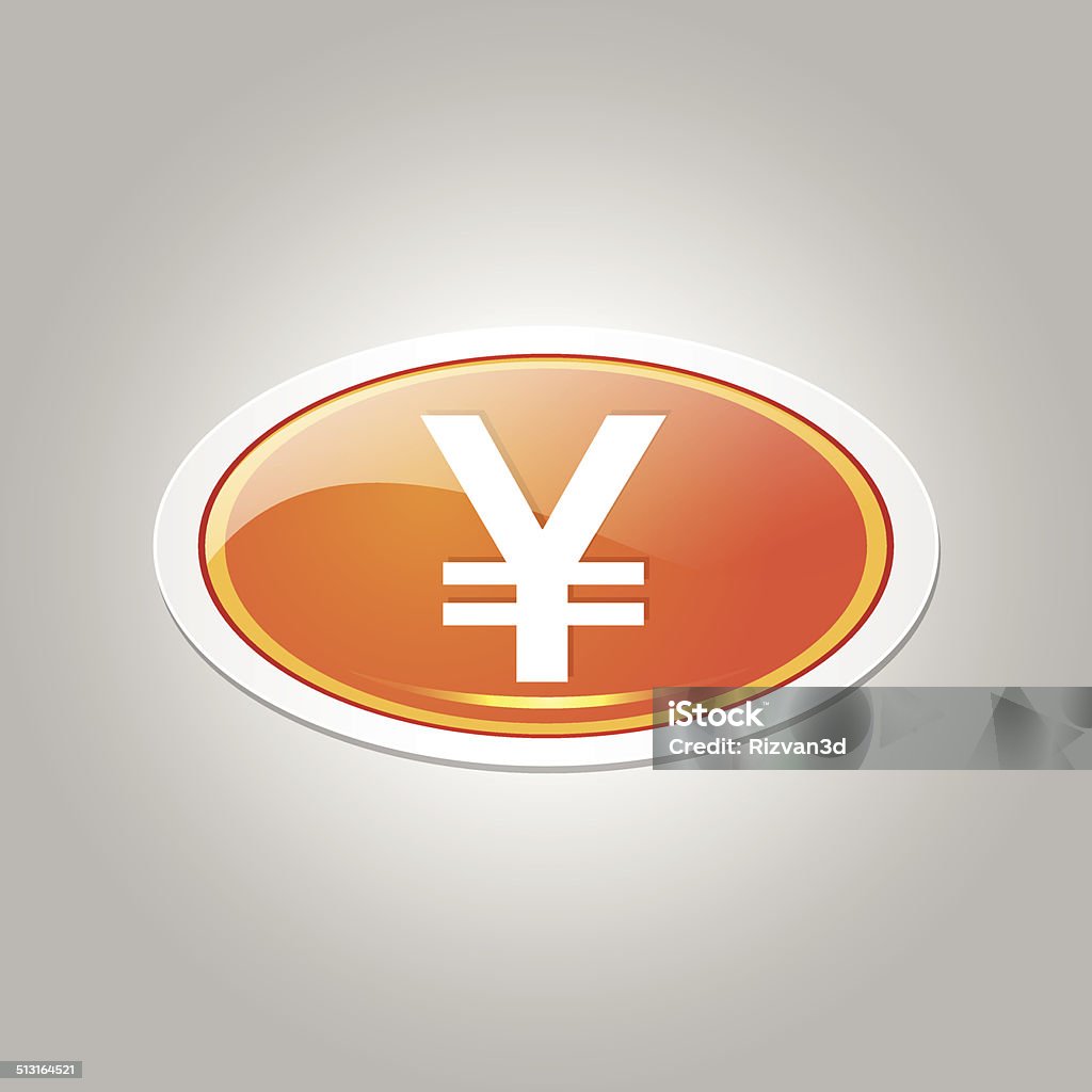 Yen Currency Sign Elliptical Vector Orange Web Icon Button Banking stock vector