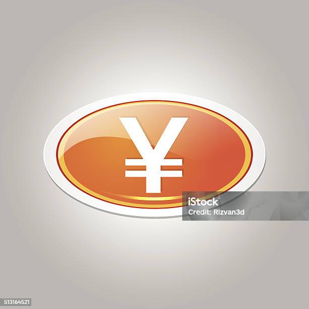 Yen Currency Sign Elliptical Vector Orange Web Icon Button Stock Illustration - Download Image Now