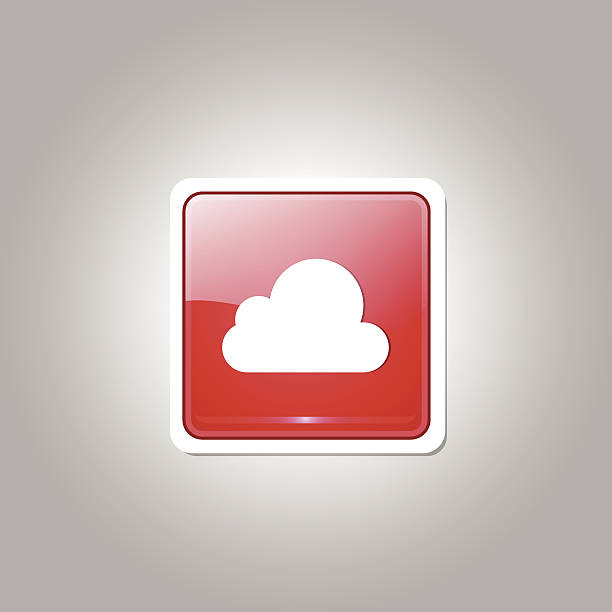 ilustrações de stock, clip art, desenhos animados e ícones de praça nuvem vector ícone de web de botão vermelho - shape rectangle chrome interface icons