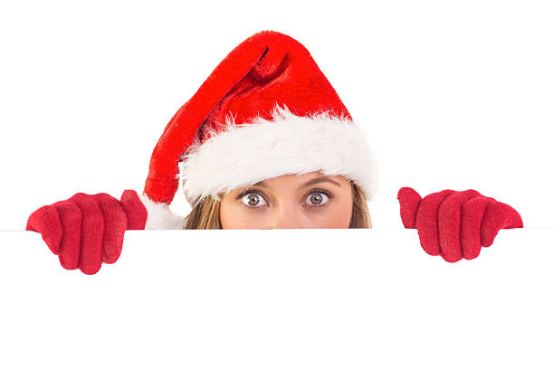 istock Festive blonde holding a poster 513166187