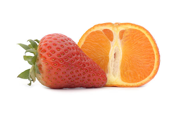 istock Strawberries and tangerine isolated on white background 513166533