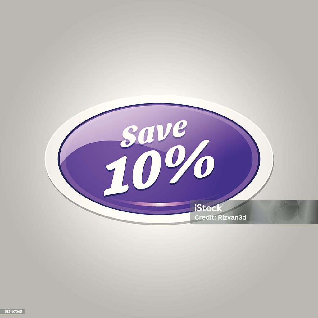 Save 10 Percent Glossy Shiny Elliptical Vector Button Icon Set Bubble stock vector