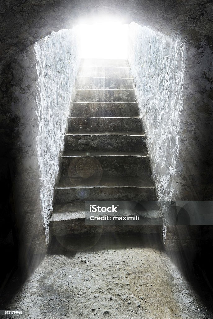 light at the end of the tunnel light at the end of the tunnel, tomb, salvation Hope - Concept Stock Photo