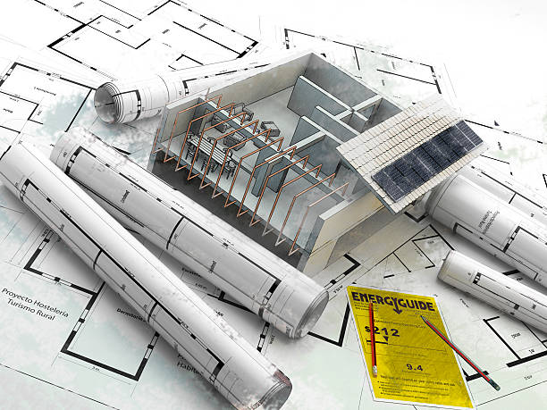 istock Construction with solar panels. Renewable energies. Real estate in America 513182255