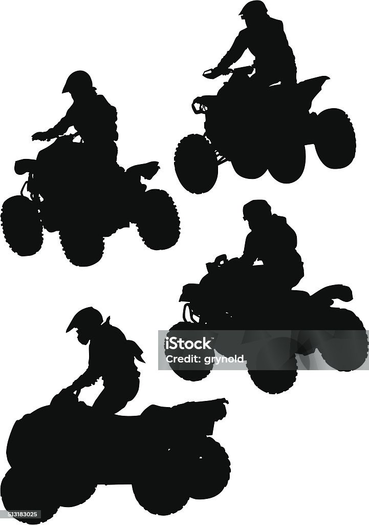 Jumping quad Silhouettes athletes ATV during races Quadbike stock vector