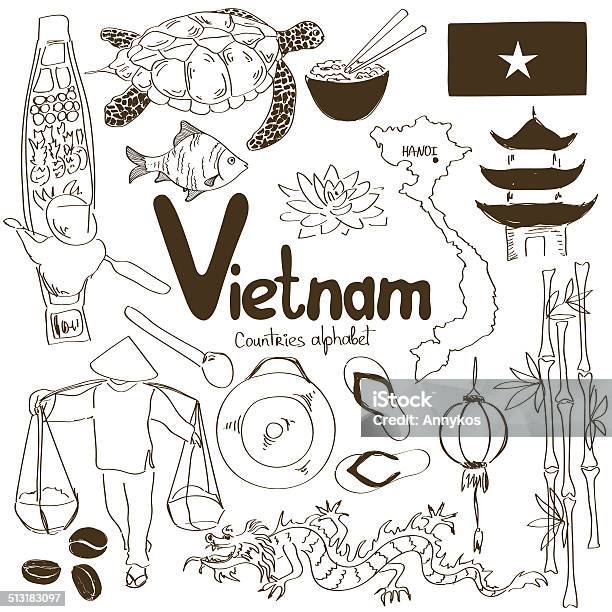 Collection Of Vietnamese Icons Stock Illustration - Download Image Now - Vietnam, Drawing - Activity, Vietnamese Culture