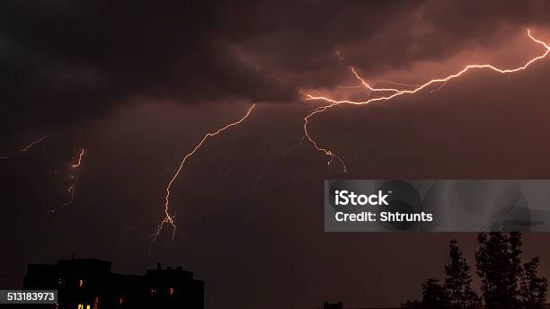 Lightning With Lot Of Limbs Stock Photo - Download Image Now - Black Color, Bolt - Fastener, Brown