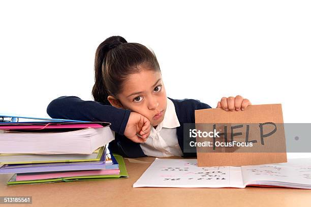 Sweet Little Girl Bored Under Stress With Tired Facial Expression Stock Photo - Download Image Now