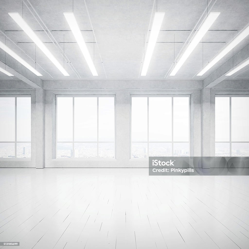 Luminoso interno vuoto loft - Foto stock royalty-free di Bianco