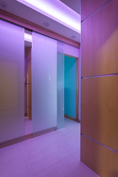 istock Violet neon lighting in luxurious apartment 513203389