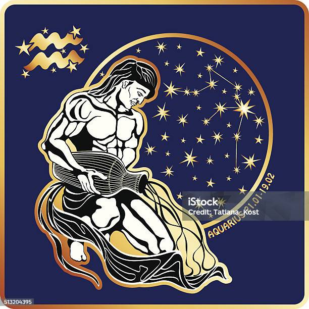 Horoscopeaquarius Zodiac Sign Stock Illustration - Download Image Now - Adult, Amphora, Astronomy