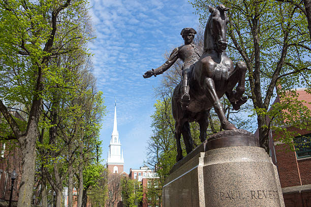 Paul Revere's monument, Boston, Ma stock photo