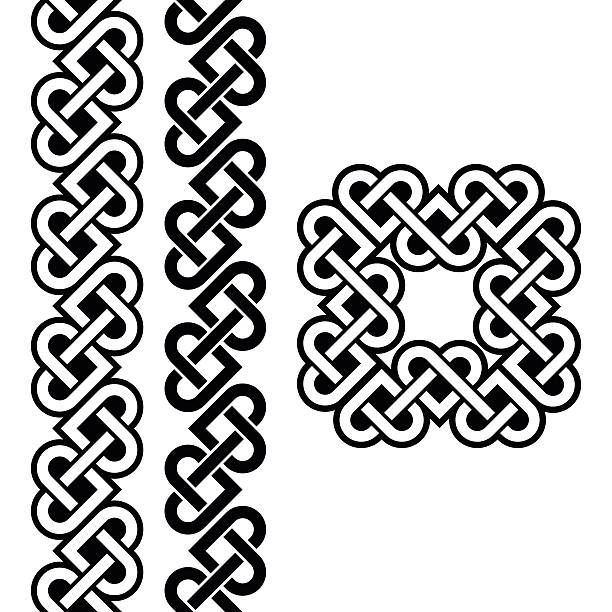 illustrations, cliparts, dessins animés et icônes de irlandais nœuds celtiques, les tresses et les motifs - tied knot celtic culture seamless pattern