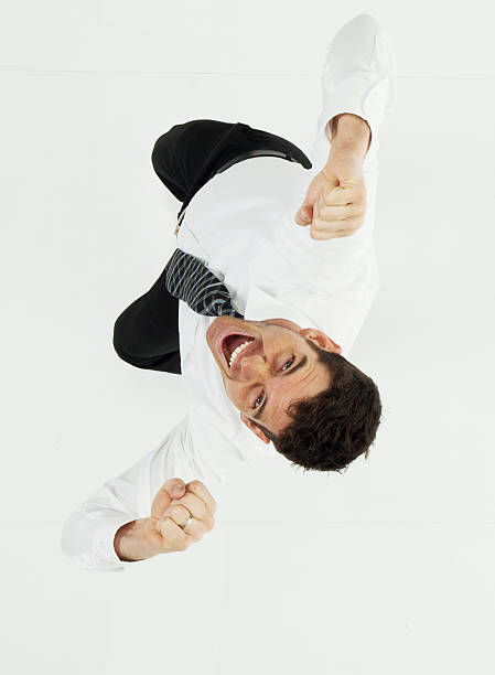 istock Above view of businessman cheering 513224198