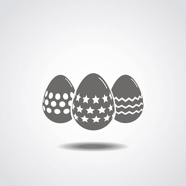 부활절 달걀 평편 아이콘크기 - easter egg paint black and white drawing stock illustrations