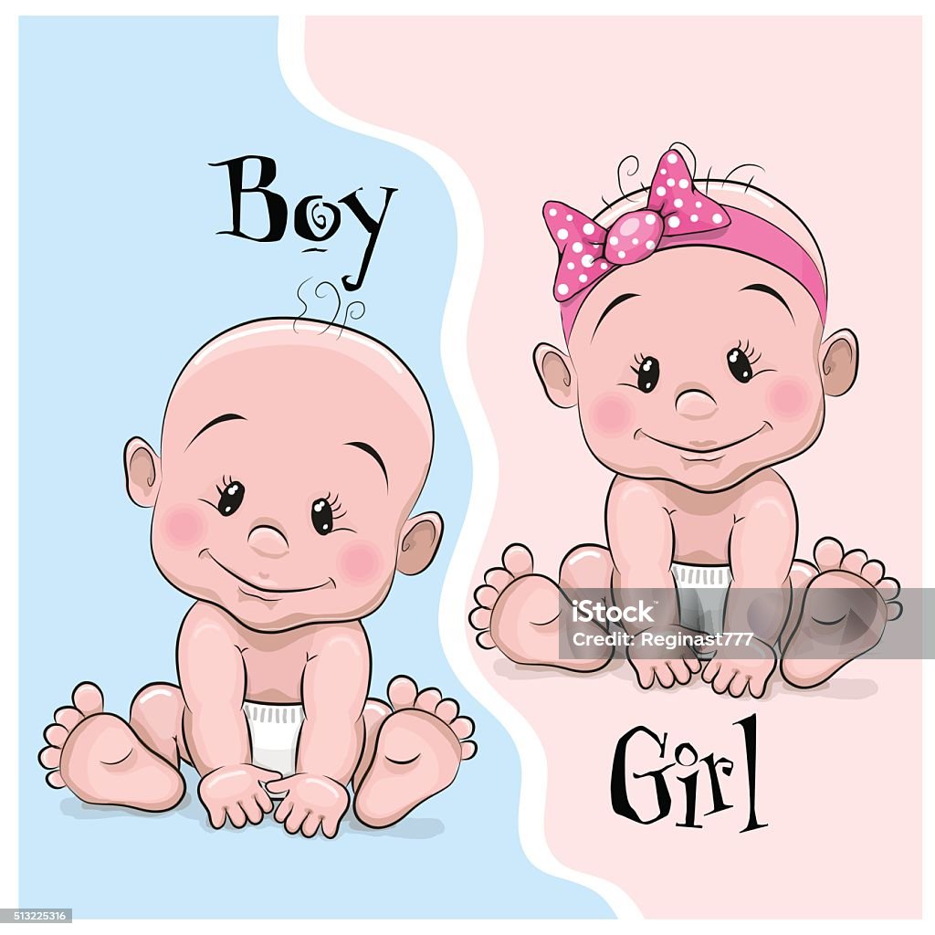 Baby Boy And Girl Stock Illustration - Download Image Now - Group Of  Objects, 12-17 Months, Art - iStock