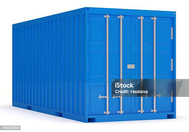 Cargo Container Isolated On White Background Stock Photo - Download Image Now - Blue, Box - Container, Business