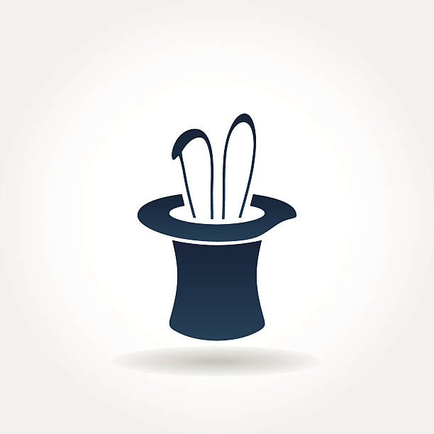 Magician hat icon Vector illustration of rabbit ears in magician hat. rabbit hat stock illustrations