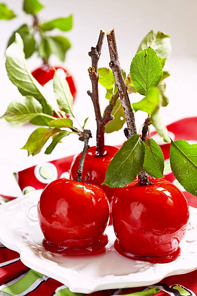 istock Candied apples on a bunch stick 513228025