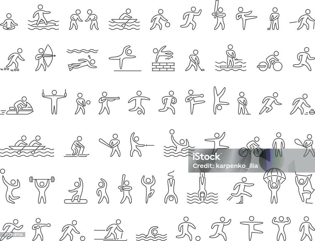 Ensemble de formes ondulées des athlètes des sport. Icônes vectorielles. - clipart vectoriel de Icône libre de droits