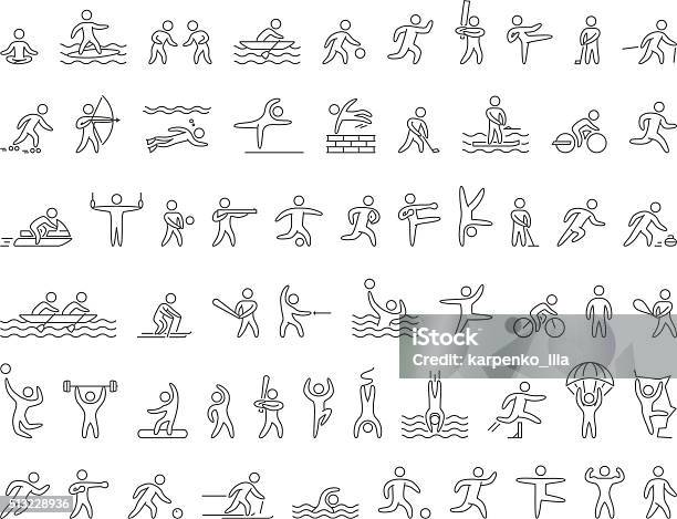 Set Of Linear Shapes Popular Sports Athletes Vector Icons Stock Illustration - Download Image Now