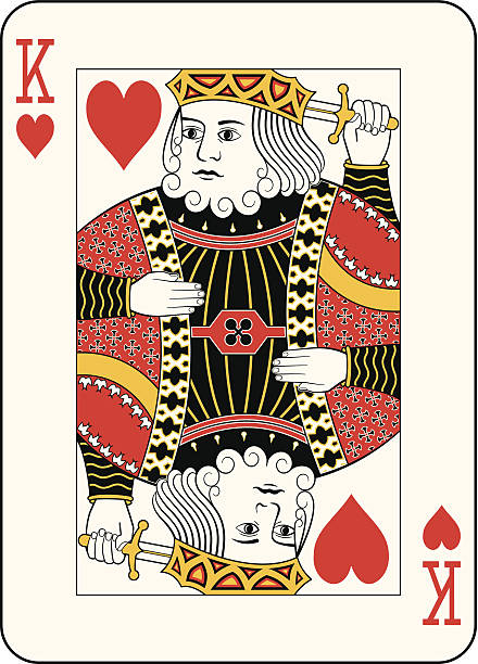 King of hearts King of hearts playing card. Three levels vector file: 1: big frame, index and white background 2: small frame and face 3: decorations texas hold em illustrations stock illustrations