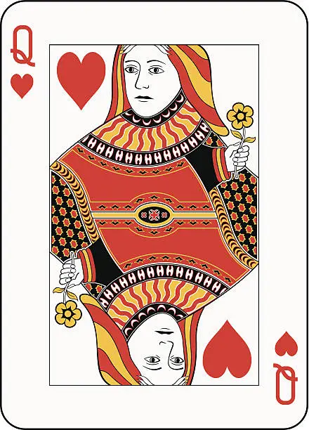 Vector illustration of Queen of hearts