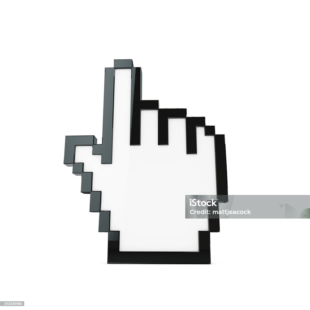 Hand computer cursor icon 3D render of a hand computer cursor icon on a plain white background Cursor Stock Photo