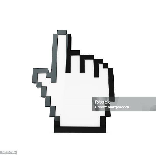 Hand Computer Cursor Icon Stock Photo - Download Image Now - Cursor, Pixelated, Computer Mouse