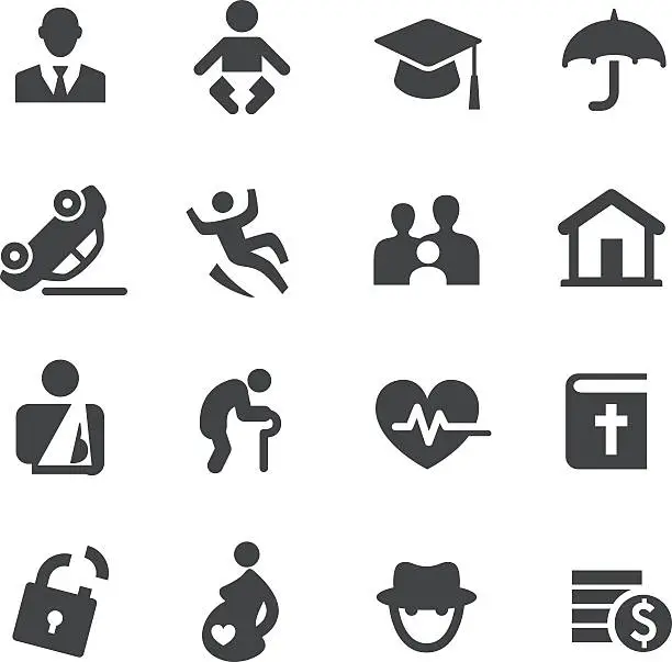 Vector illustration of Life Insurance Icons - Acme Series