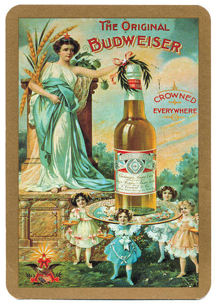 carta de volver a la publicidad de alcohol el texto original en budweiser - budweiser fotografías e imágenes de stock