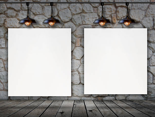 istock Blank frame on stone wall and wood floor 513233547