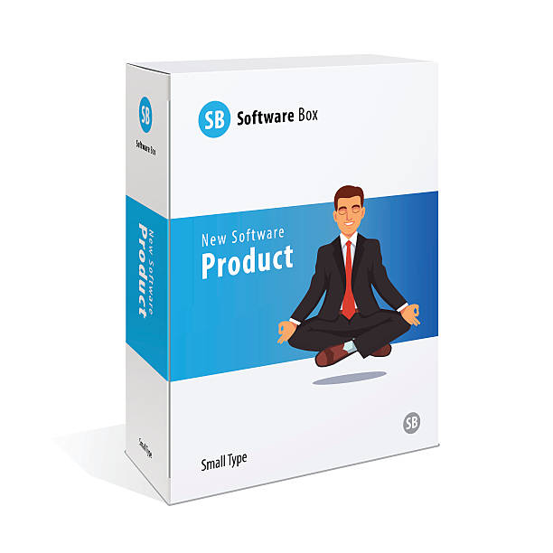 white cardboard software box - dvd stock illustrations