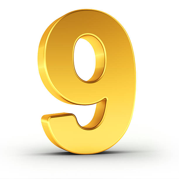 istock The number nine as a polished golden object 513235240
